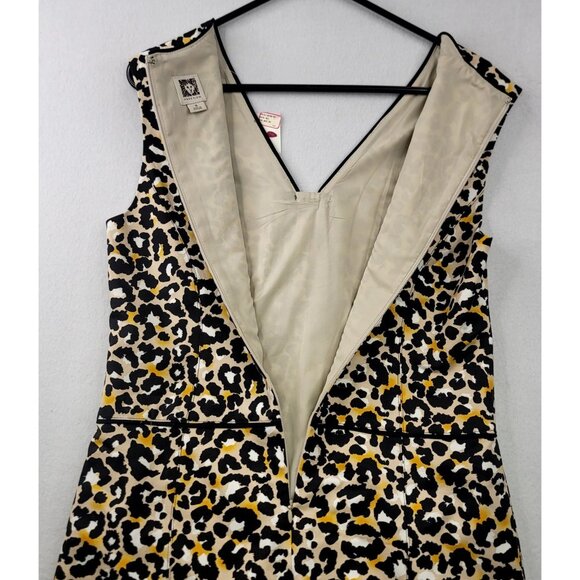 Anne Klein Womens Leopard Print Sleeveless V-Neck Dress Size 6 Saffron Multi - Picture 5 of 12